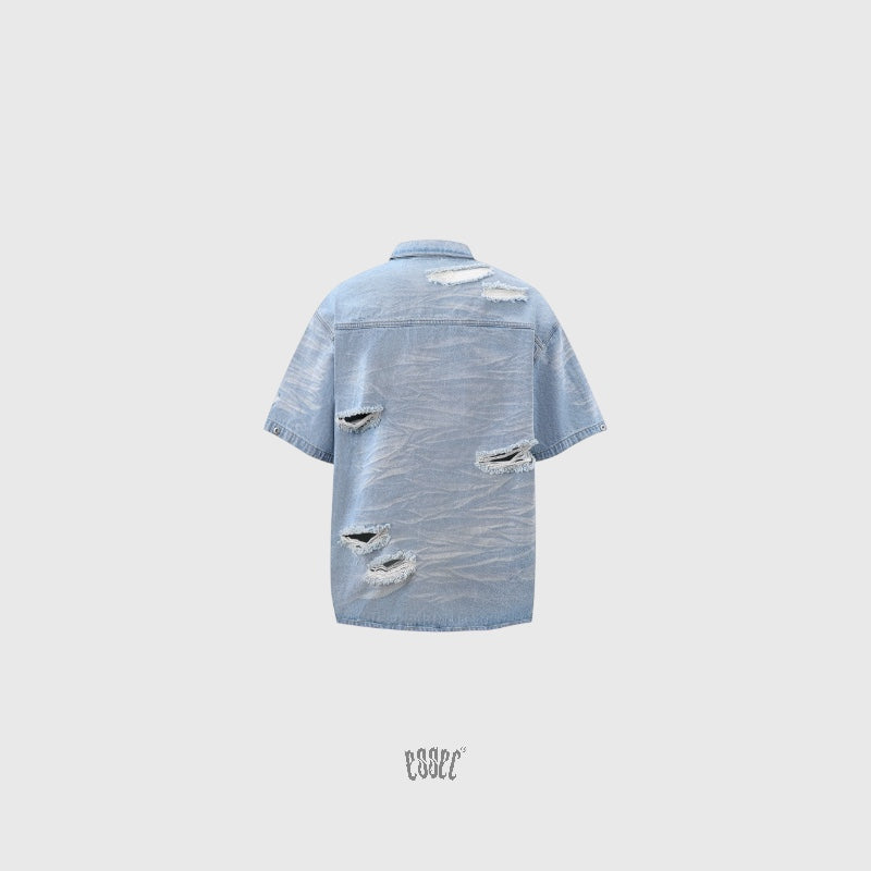 Denim Distressed Shirt Blue