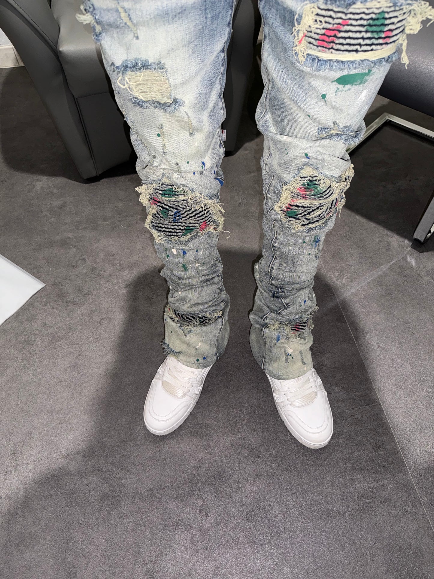 Stacked Grey Paint Denim