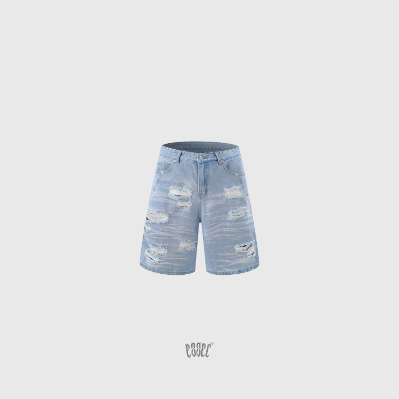Denim Distressed Shorts Blue