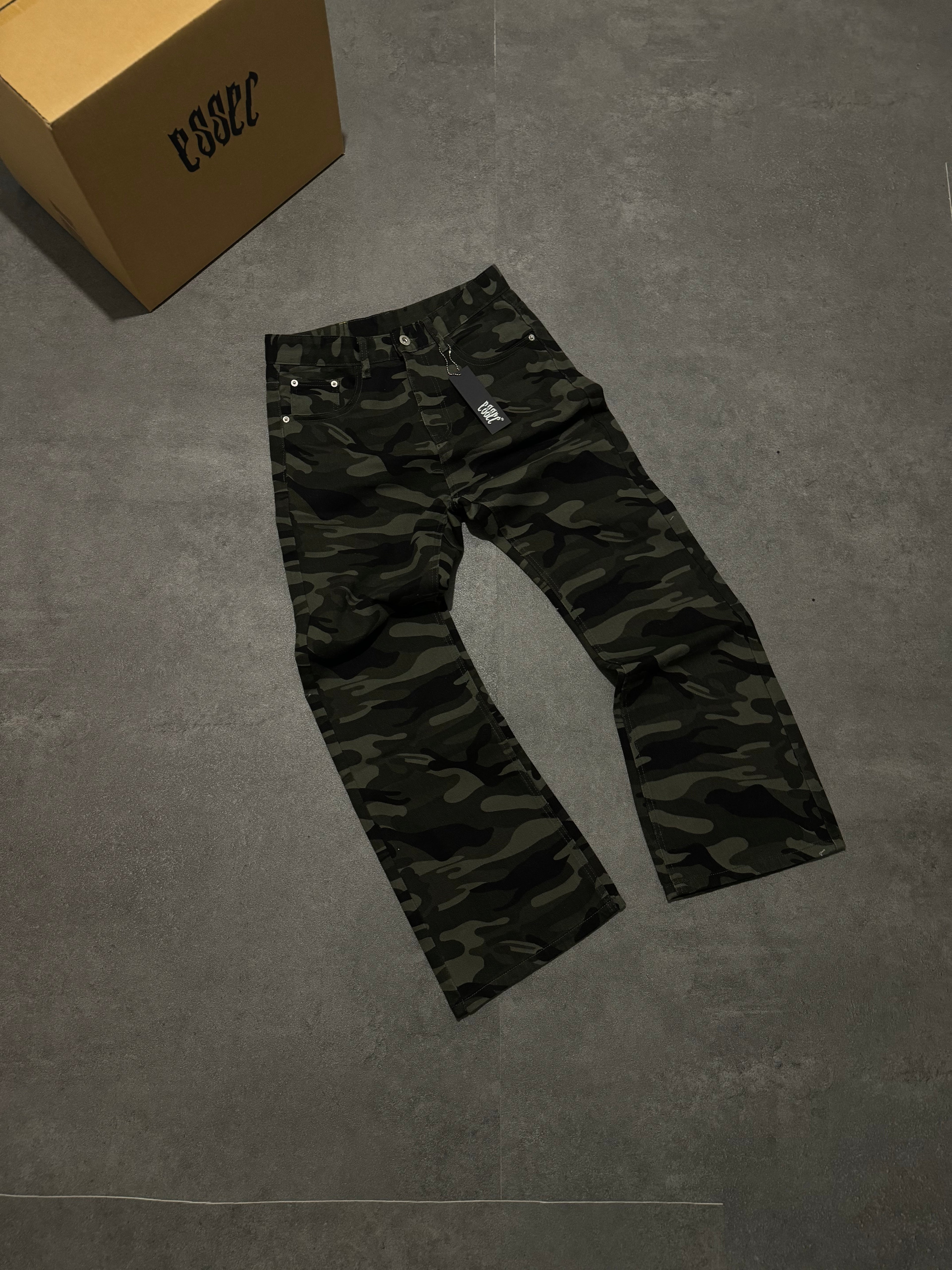 Flared Camo Denim