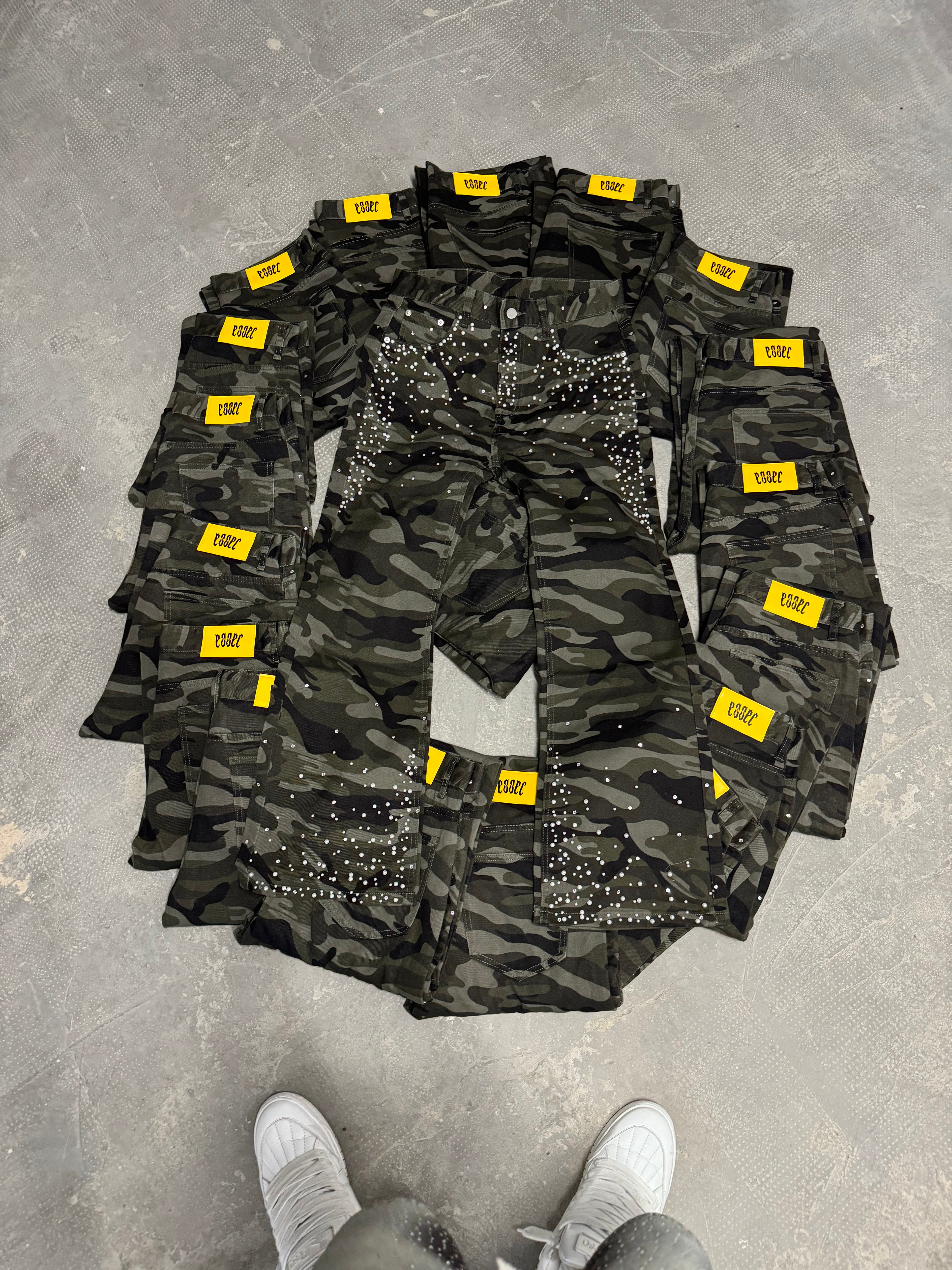 Flared Pearl Camo Denim