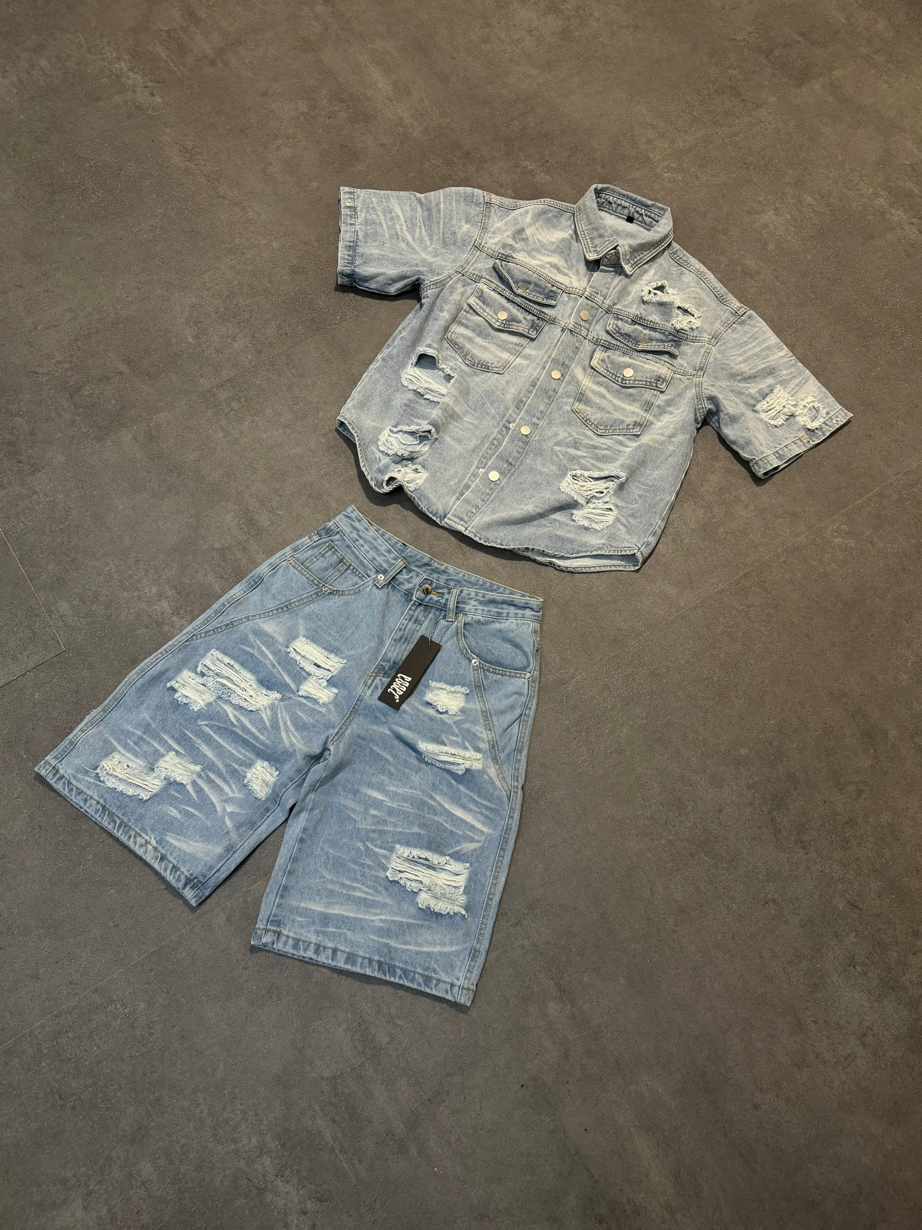 Denim Distressed Set Blue