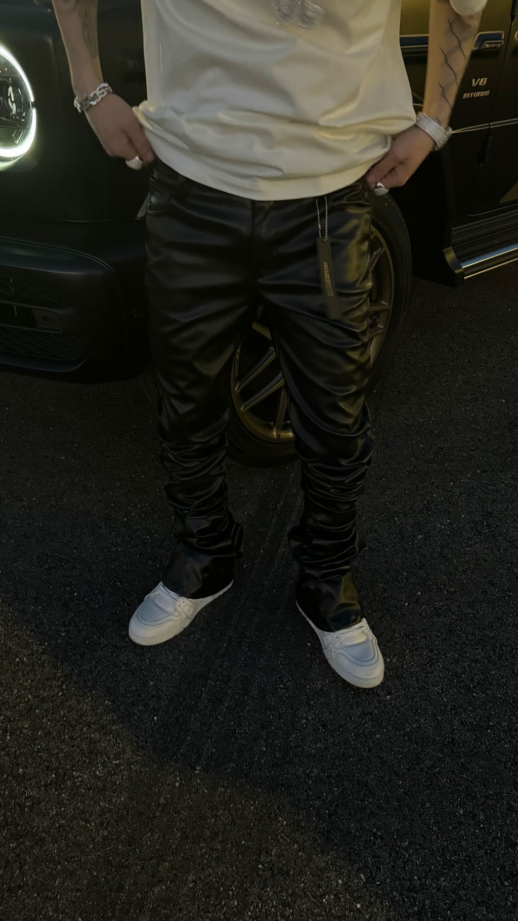 Stacked Black Leather