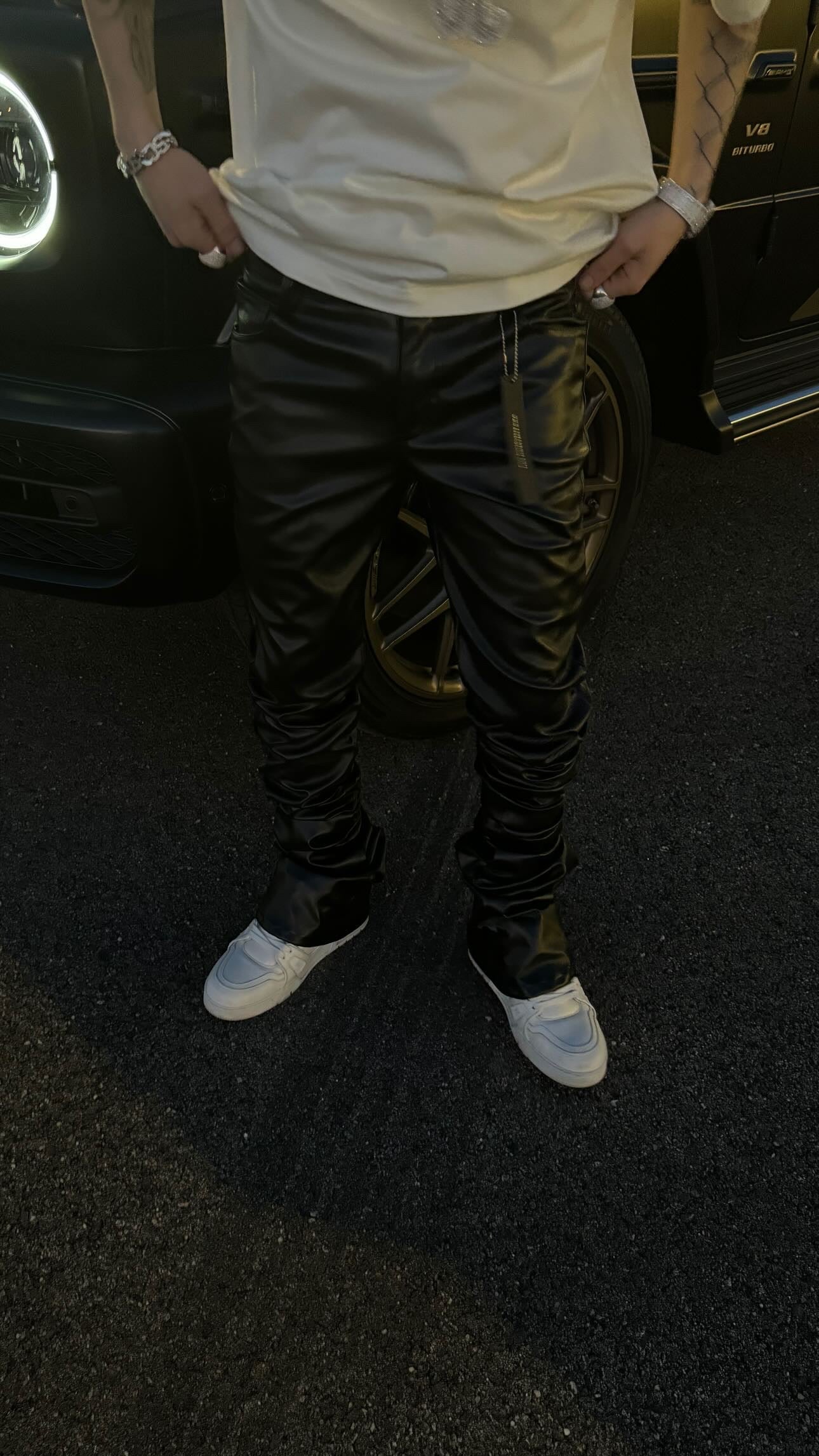 Stacked Black Leather