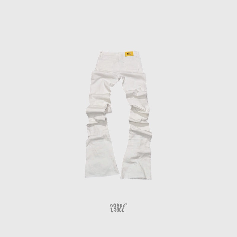 Stacked White Ripped Denim