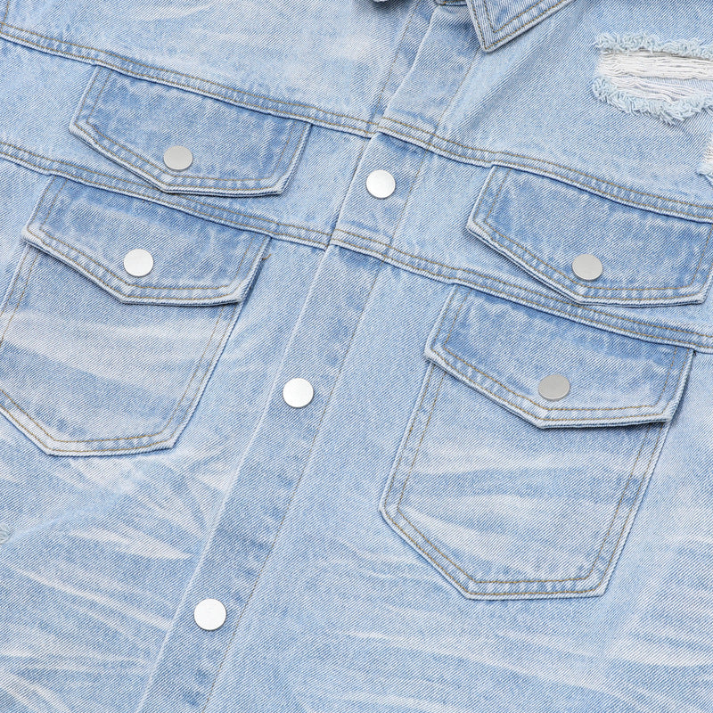 Denim Distressed Shirt Blue