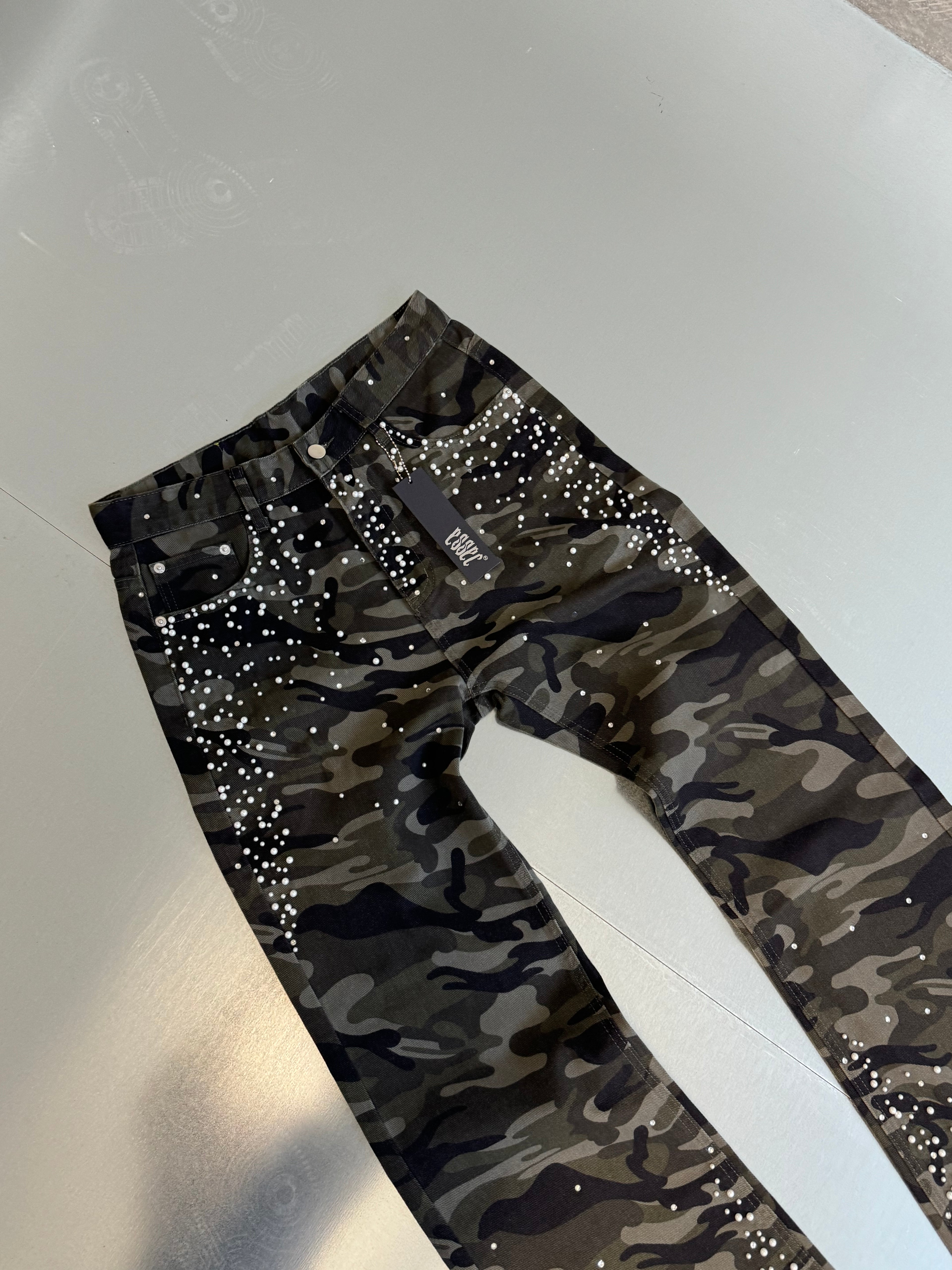 Flared Pearl Camo Denim