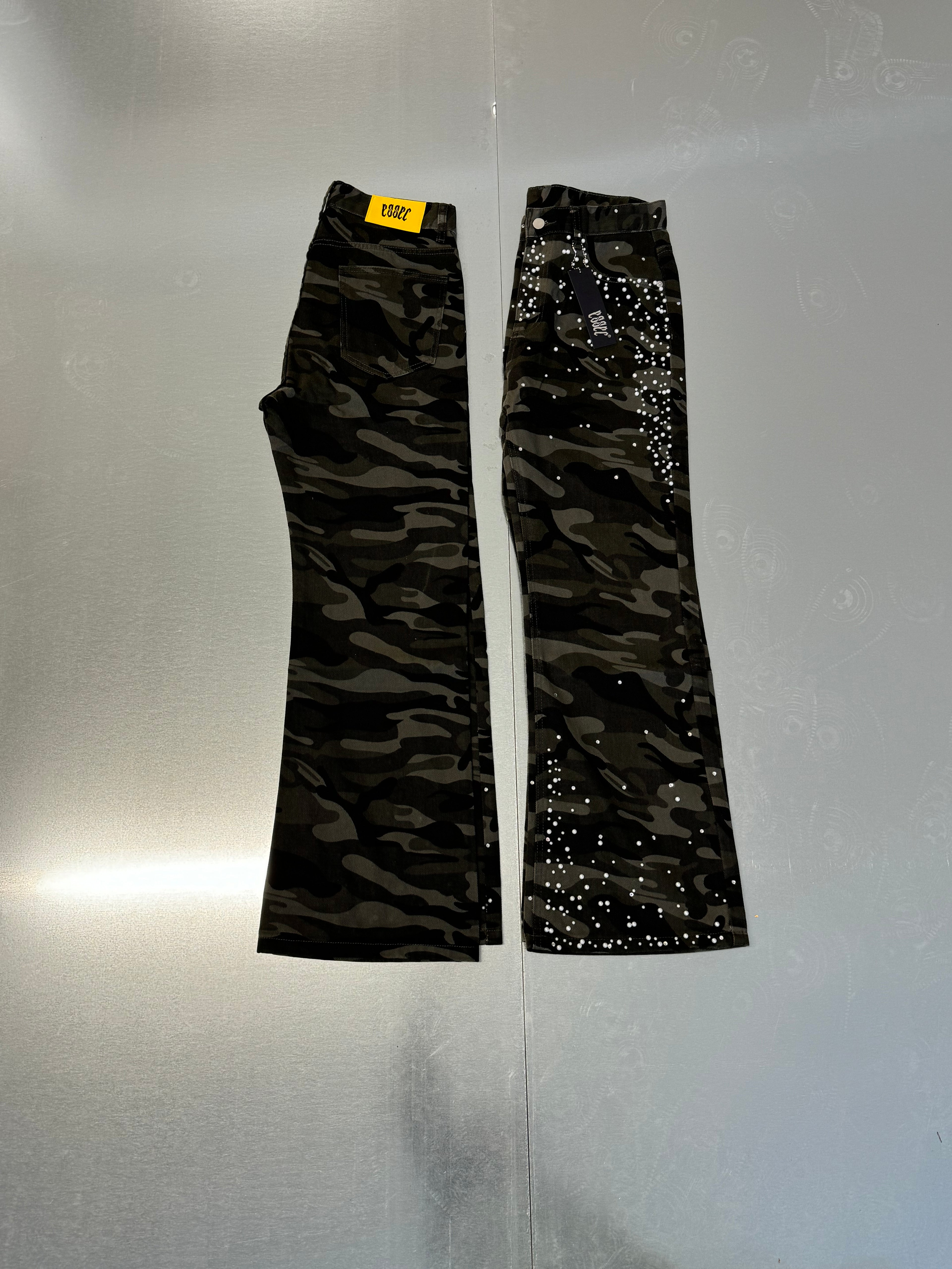 Flared Pearl Camo Denim