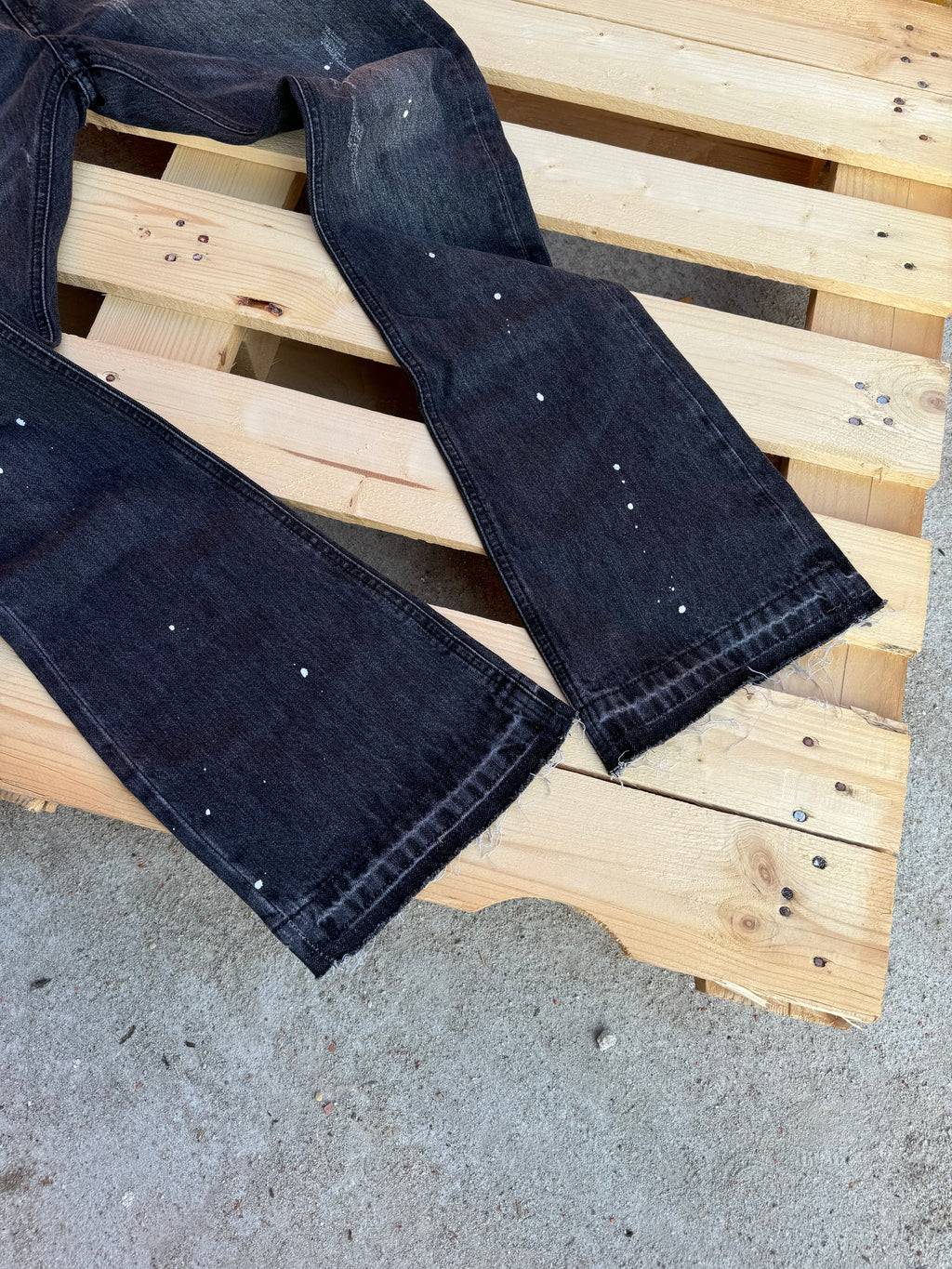 Essec Flared Black Painted Denim