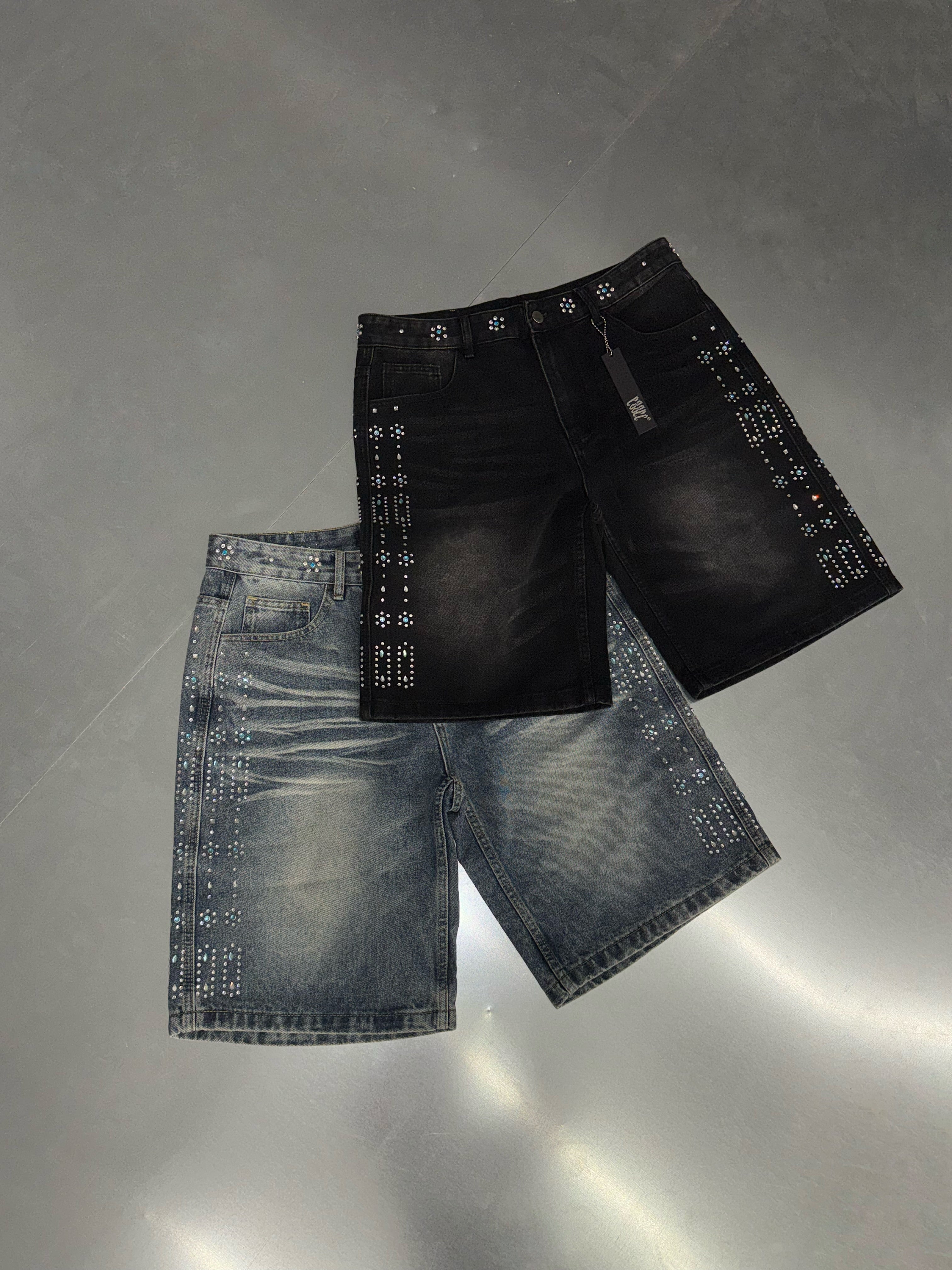 Blue Rhinestone Short