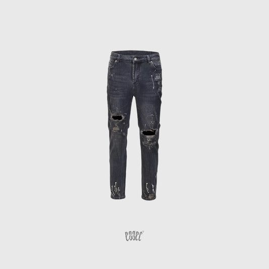 Dark Blue Painted Denim
