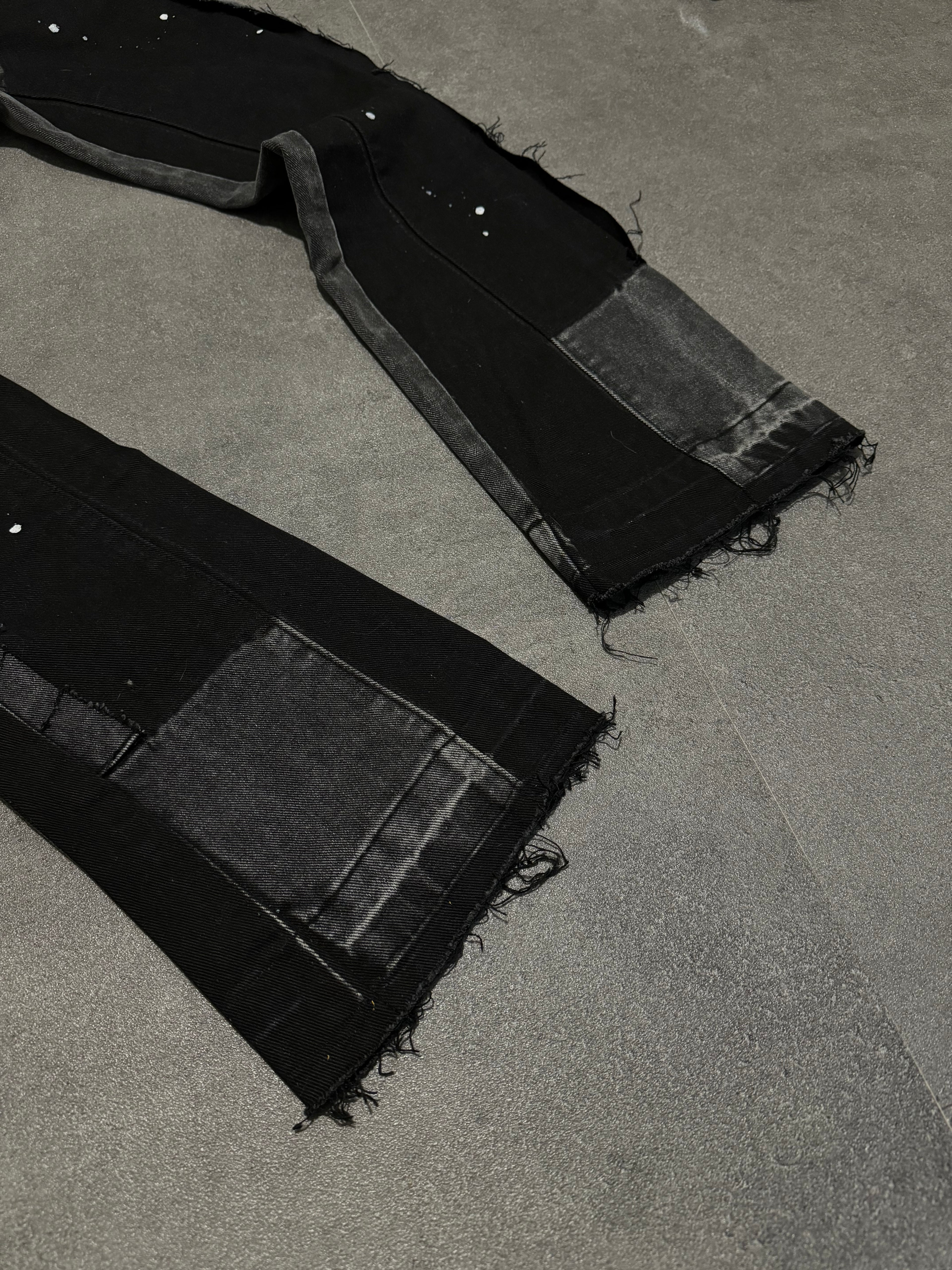 Black Painted Flared Denim