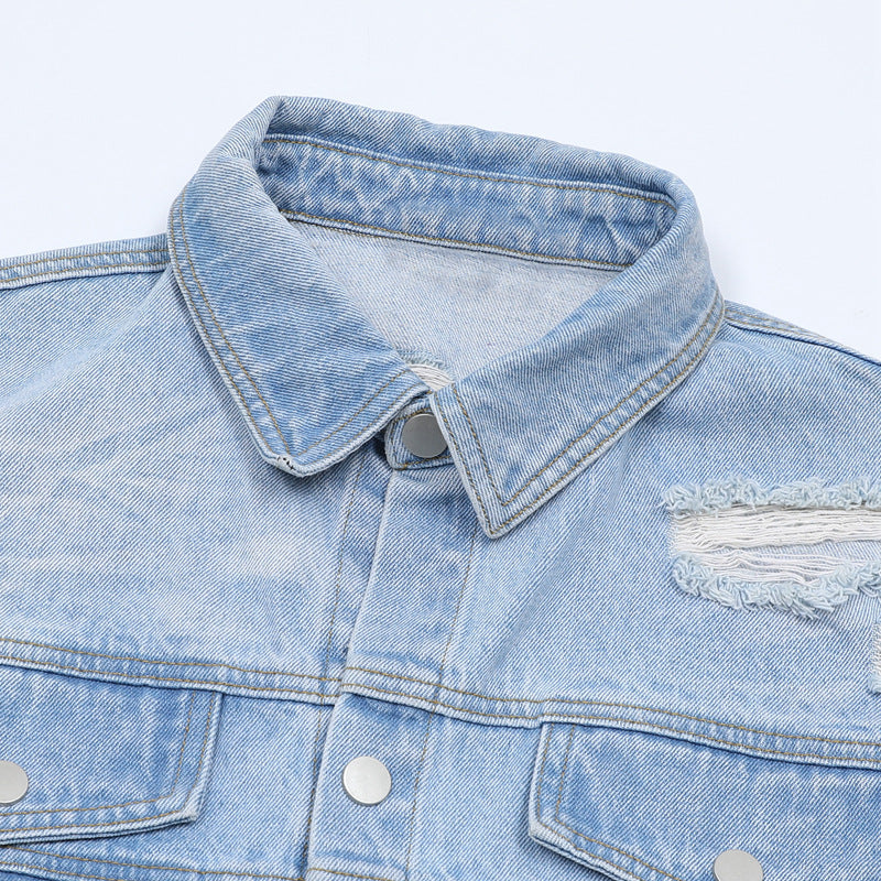 Denim Distressed Shirt Blue