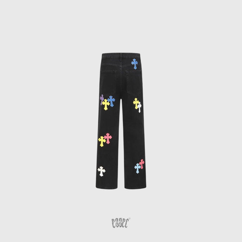 Colored Cross Denim Black
