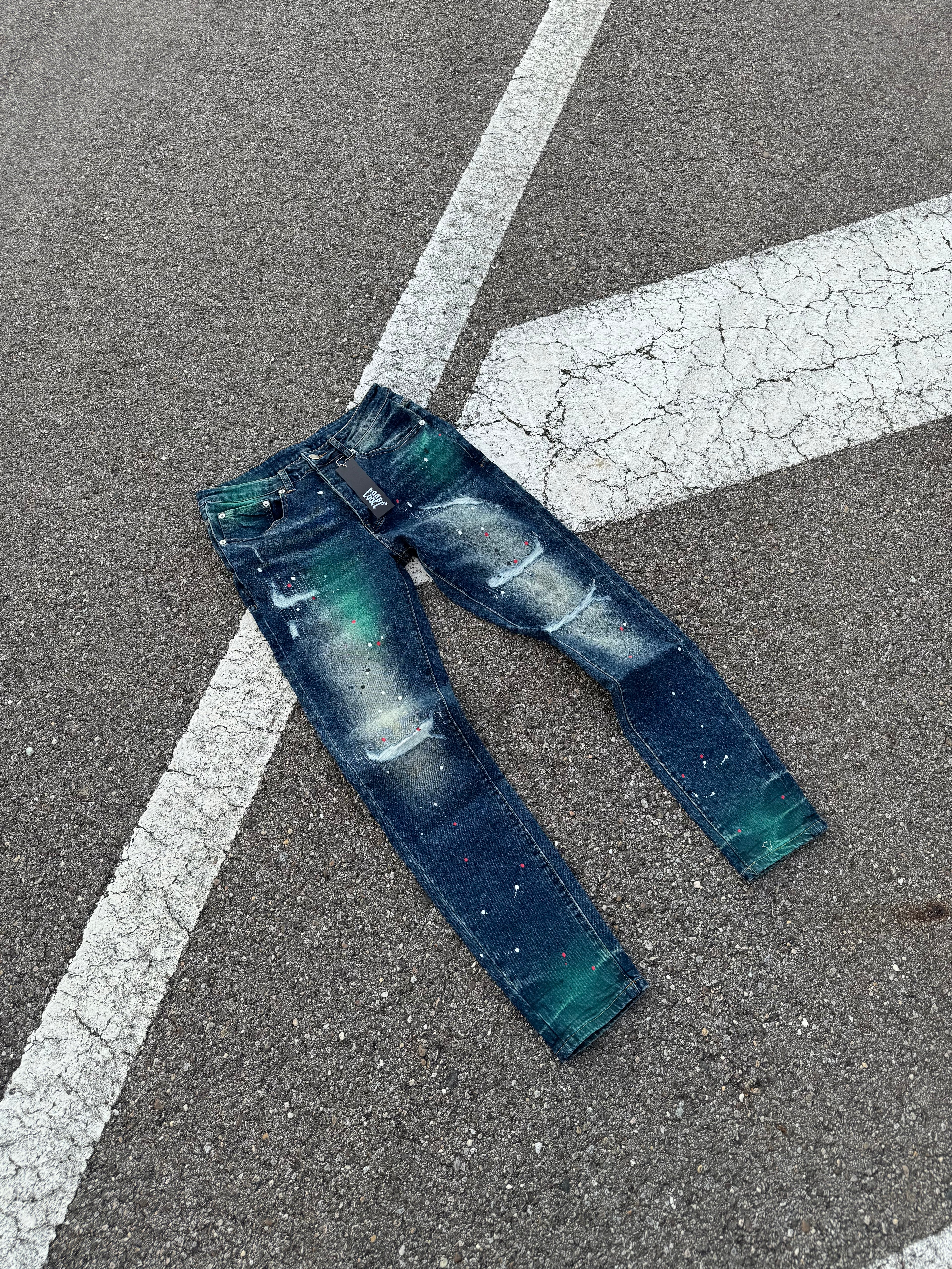 Dark Blue Paint Denim