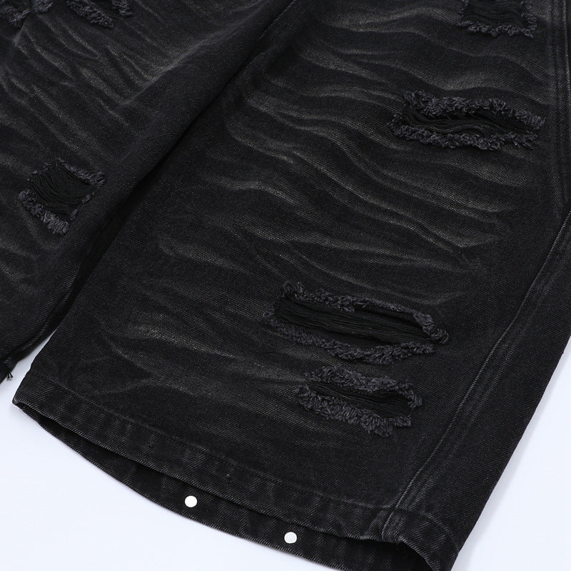 Denim Distressed Shorts Black