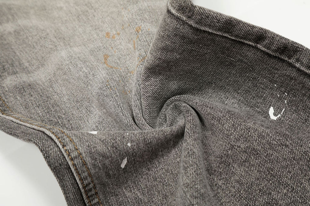 Grey Painted Baggy Denim