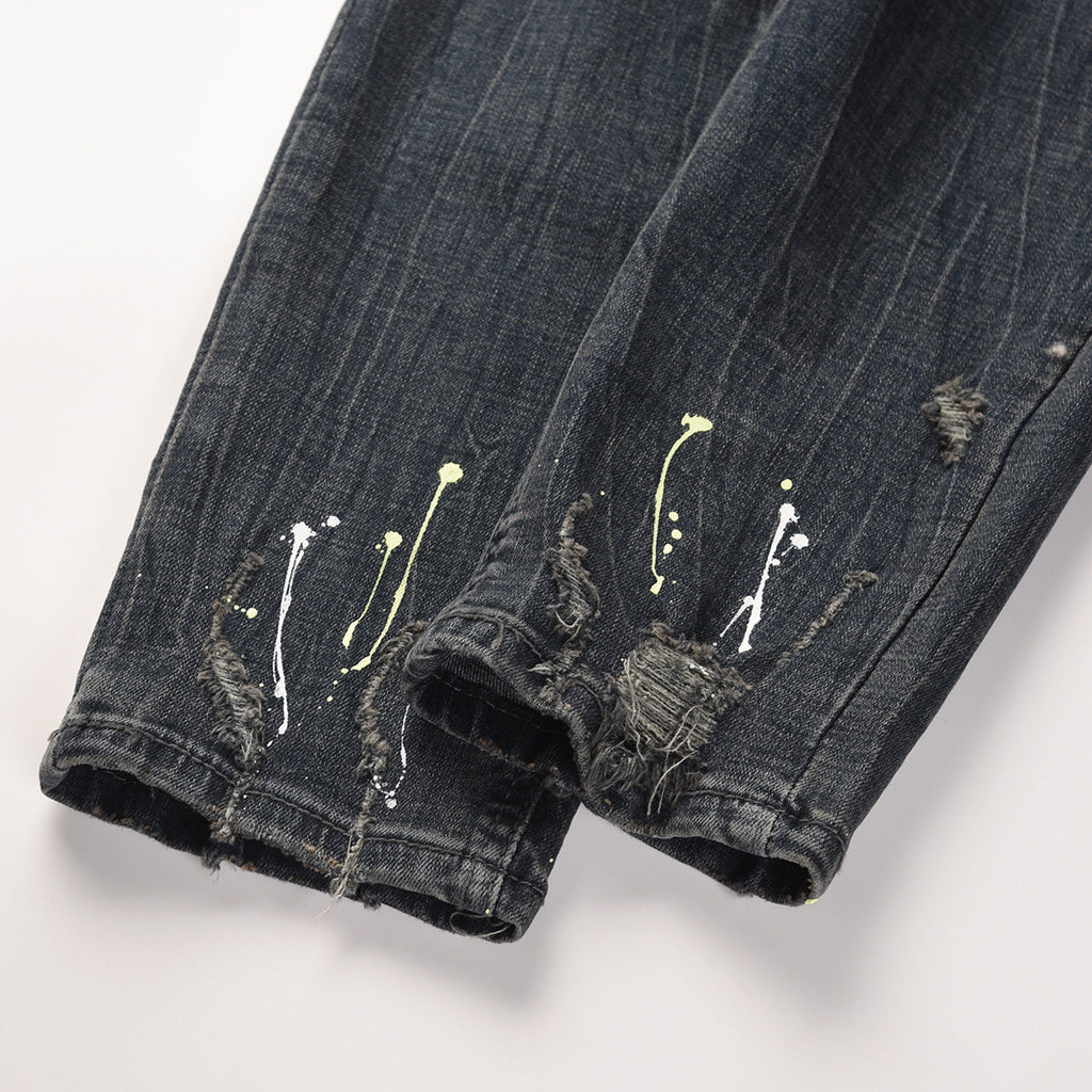 Dark Blue Painted Denim