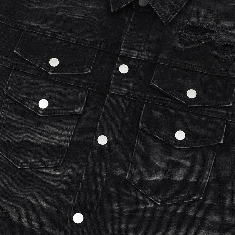 Denim Distressed Shirt Black