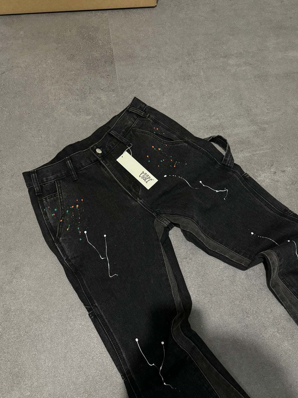 Flared Paint Black Denim