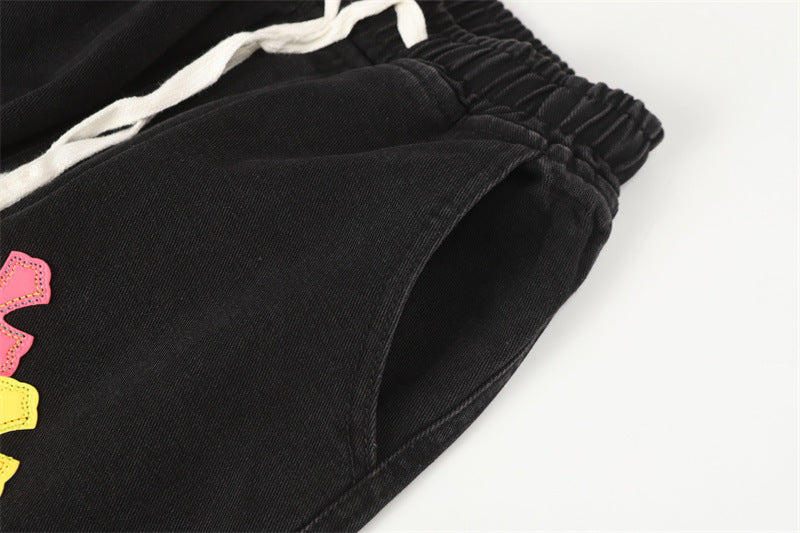 Colored Paint Cross Black Denim
