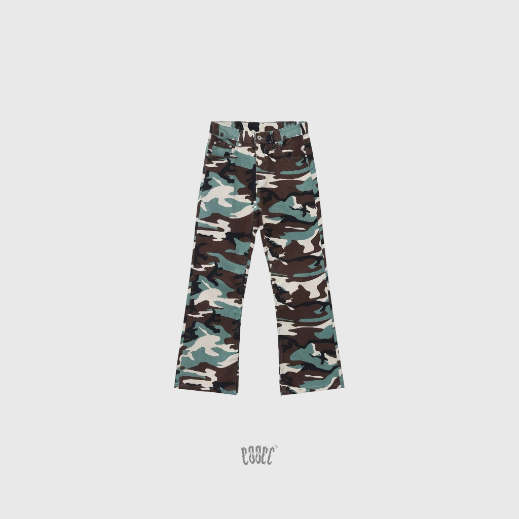 Flared Camo Denim