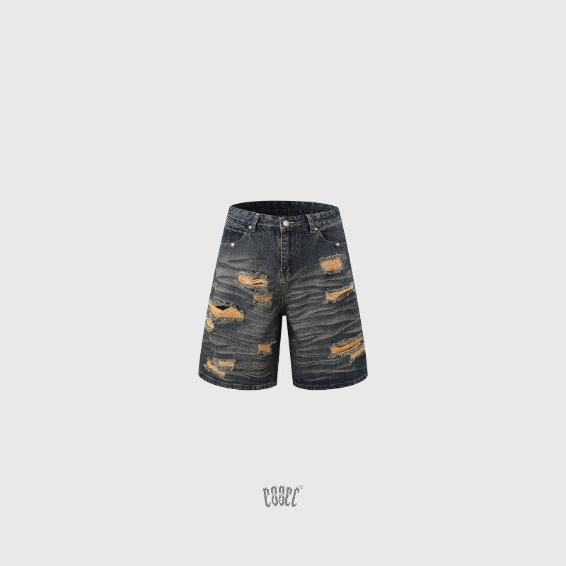 Denim Distressed Shorts Dirty Wash