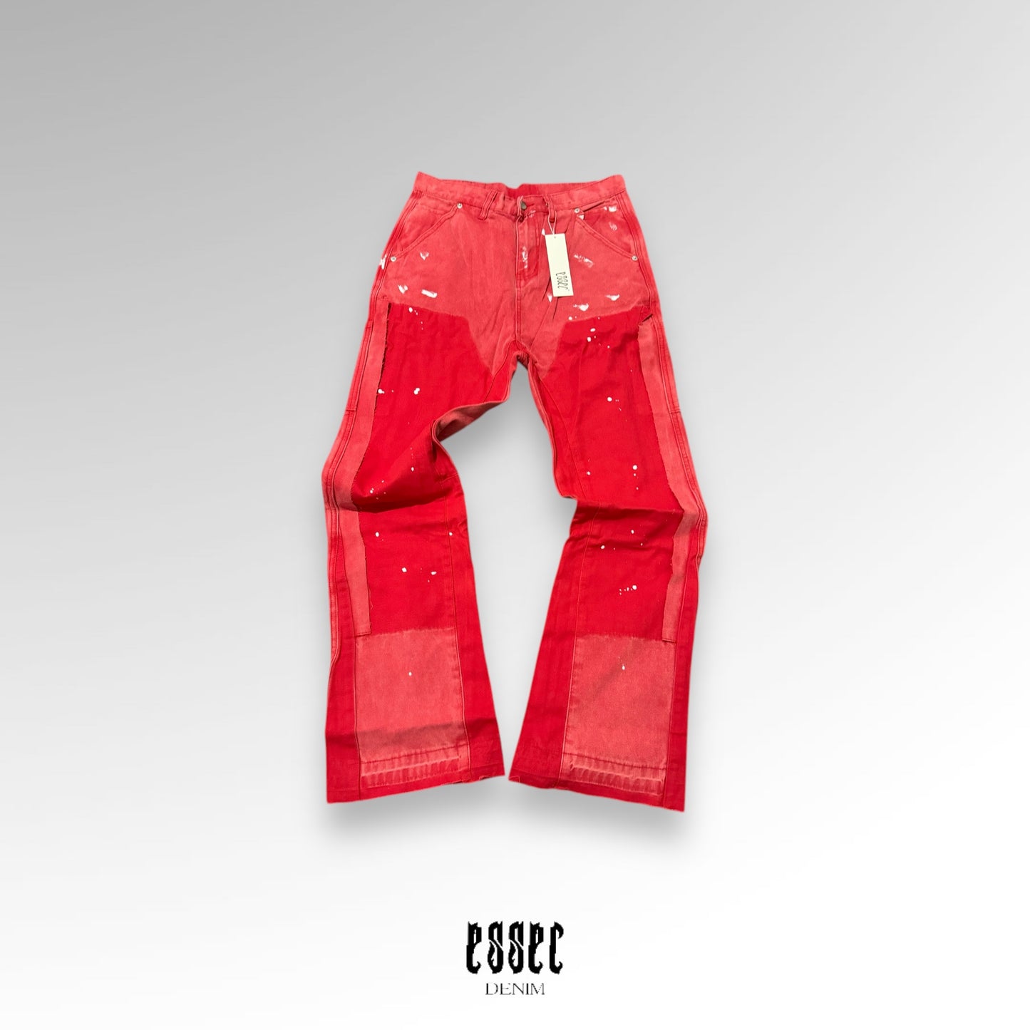 Red Painted Flared Denim