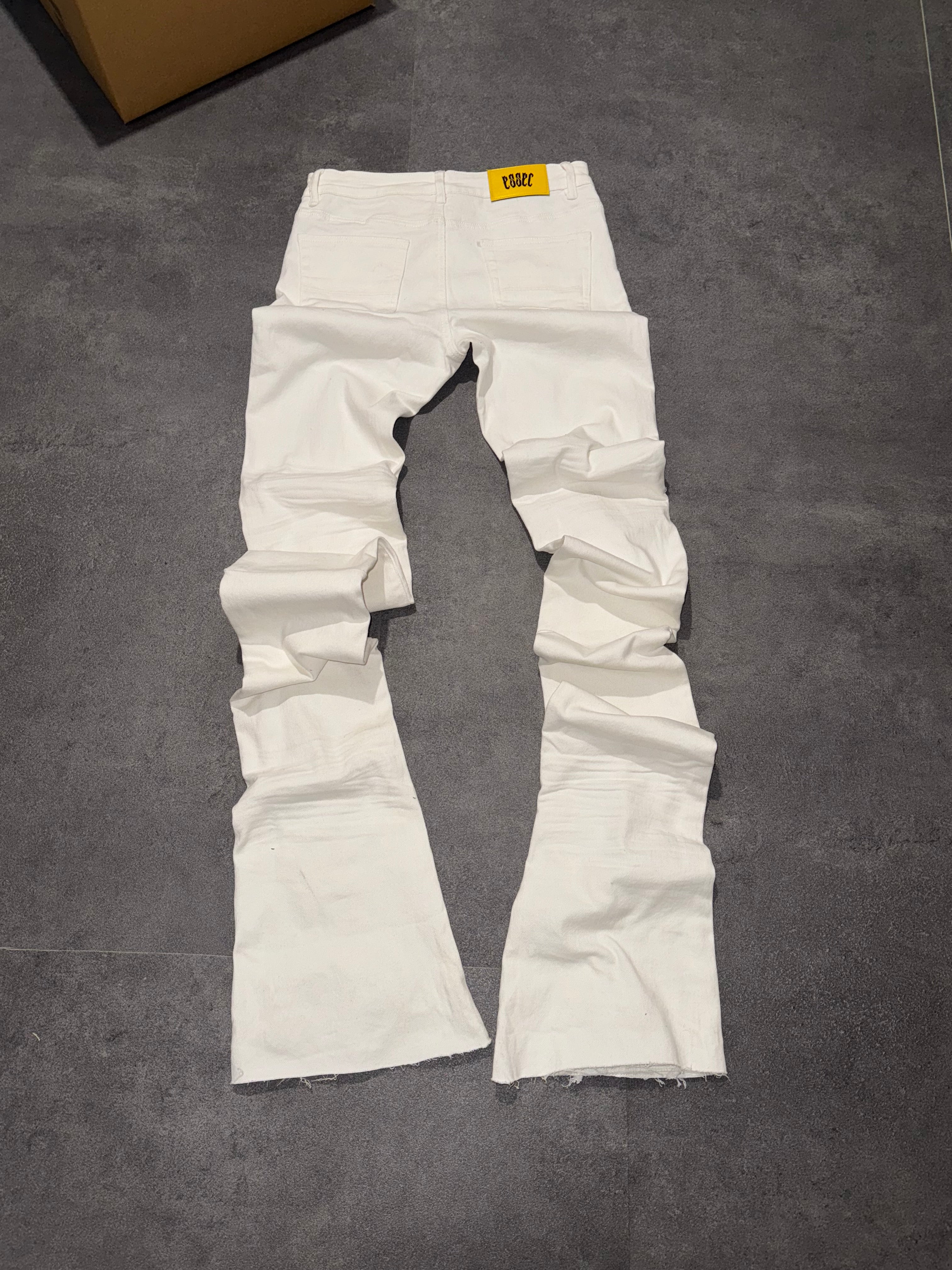 Stacked White Ripped Denim