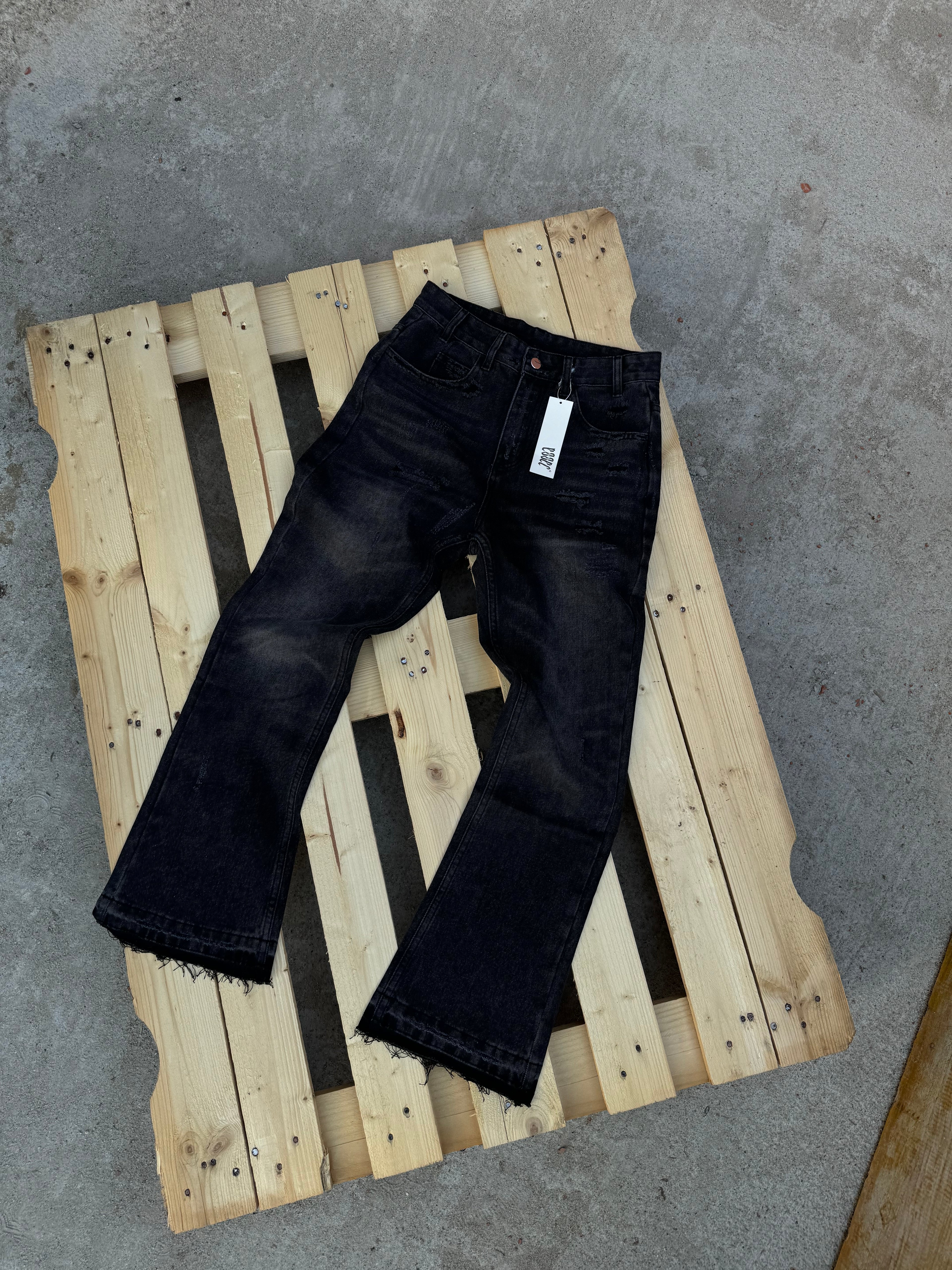 Essec Black Distressed Flared