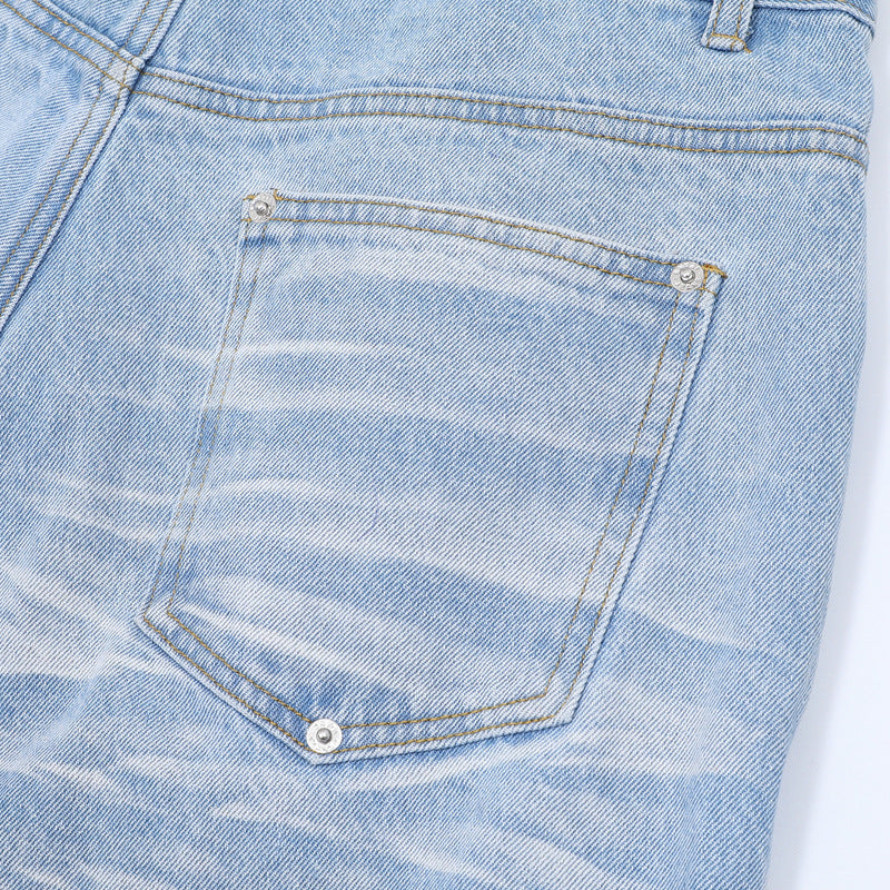 Denim Distressed Shorts Blue