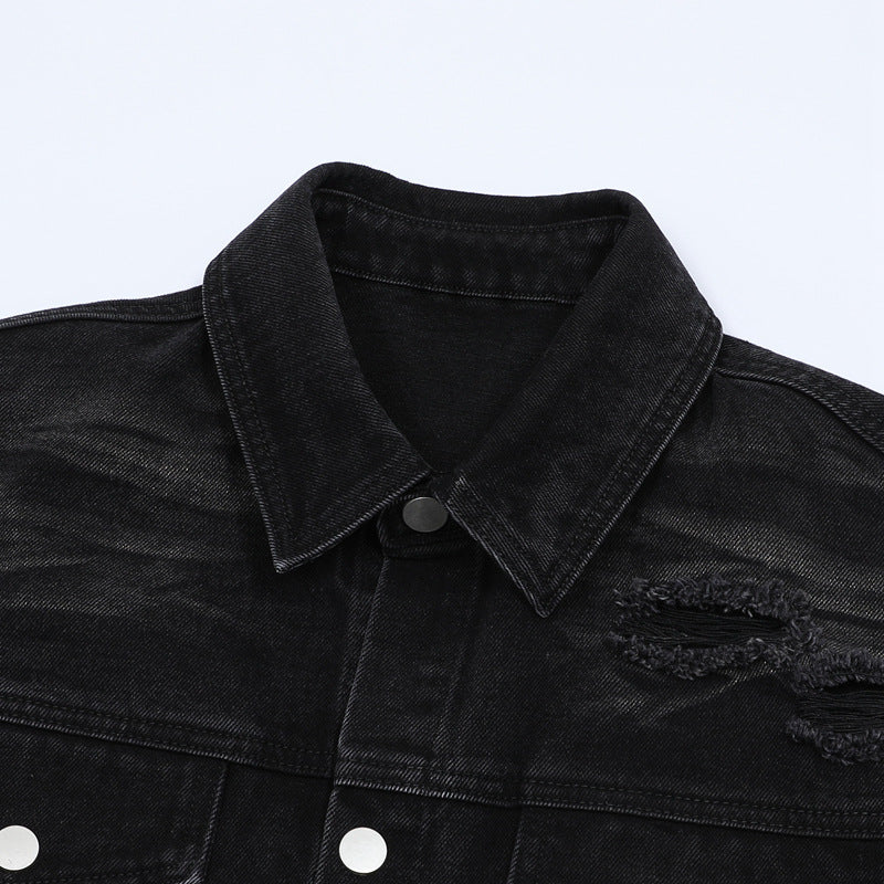 Denim Distressed Shirt Black