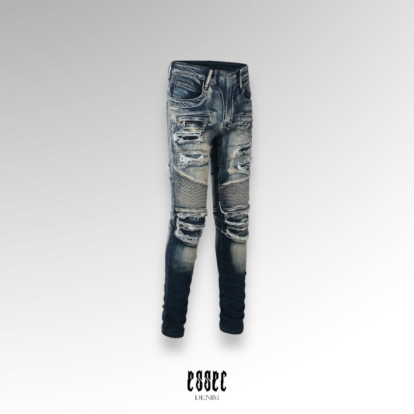 Dark Blue Biker Denim