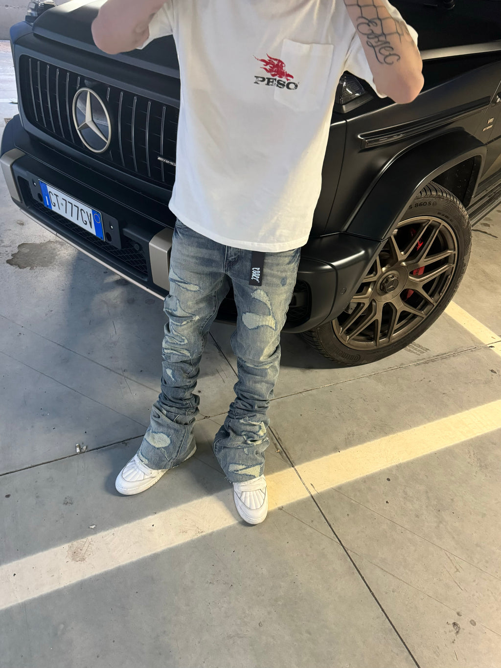 Stacked Blue Patch Denim