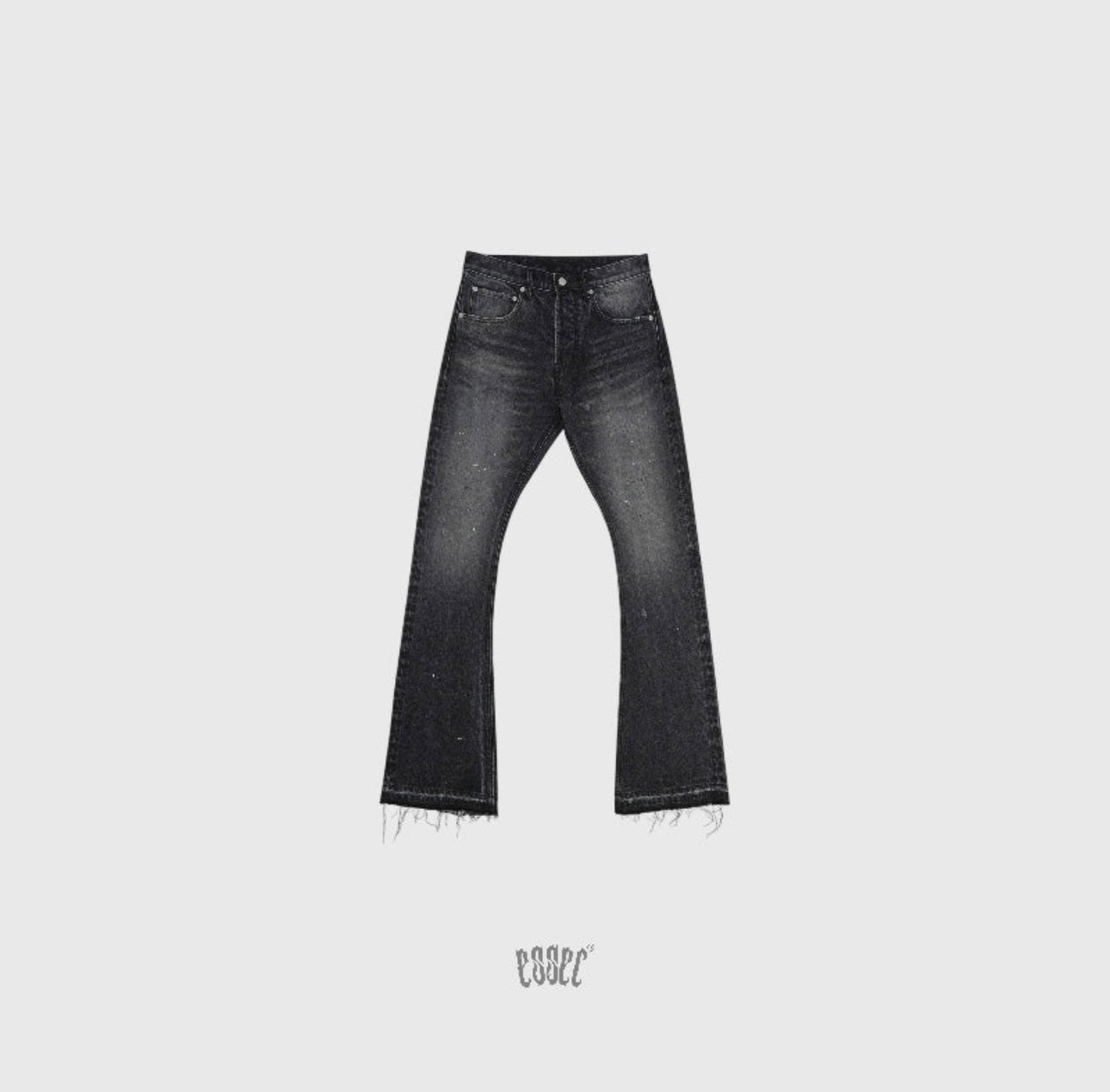 Flared Black Painted Denim