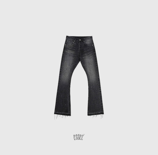 Flared Black Painted Denim