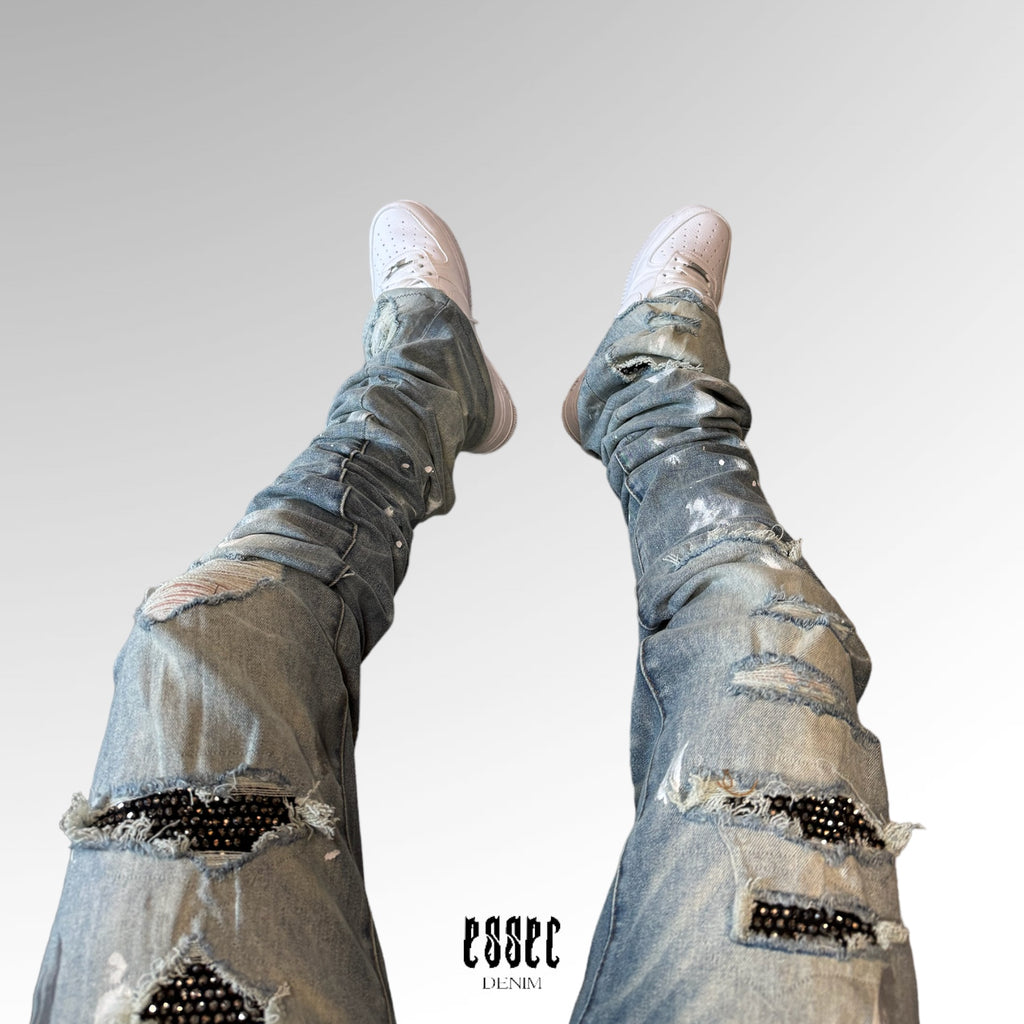 Stacked vvs Distressed Denim