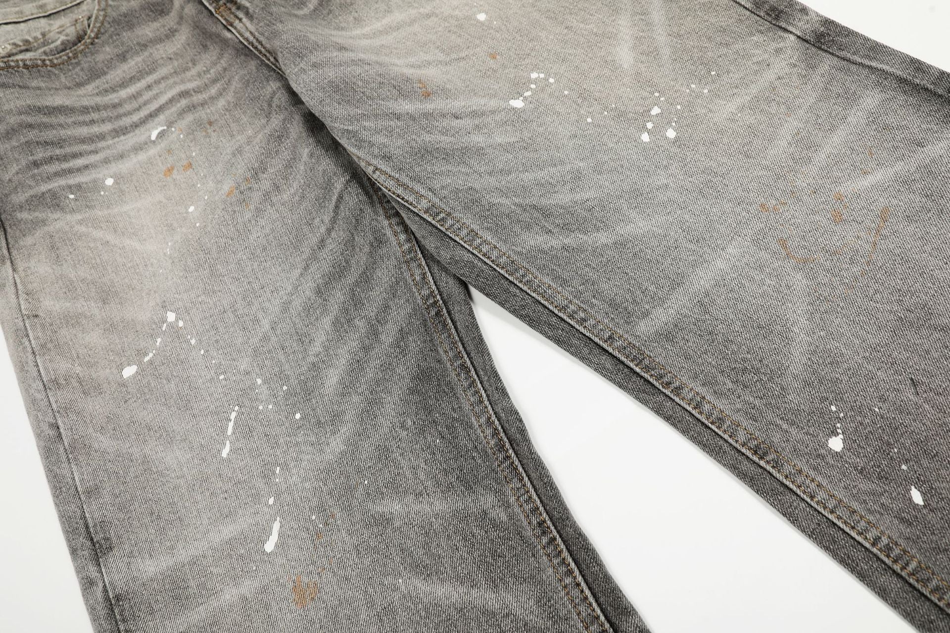 Grey Painted Baggy Denim