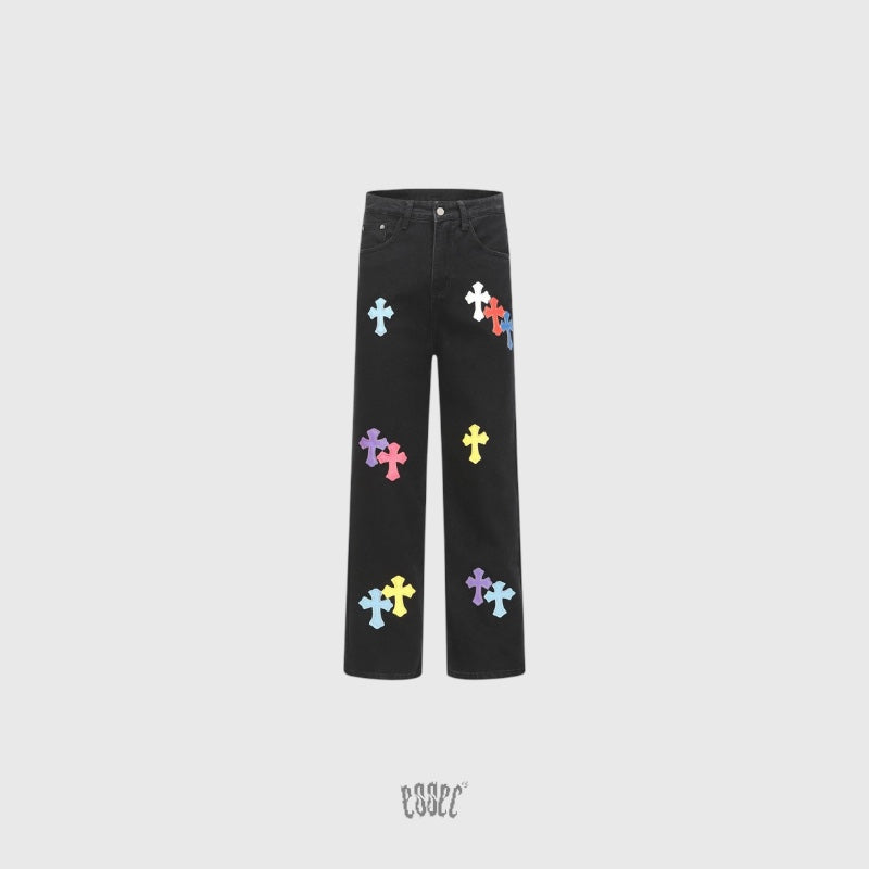 Colored Cross Denim Black