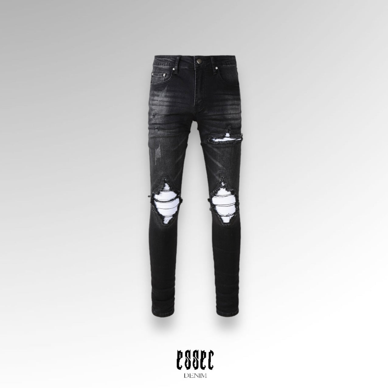 White Patch Black Denim (24h Shipping)