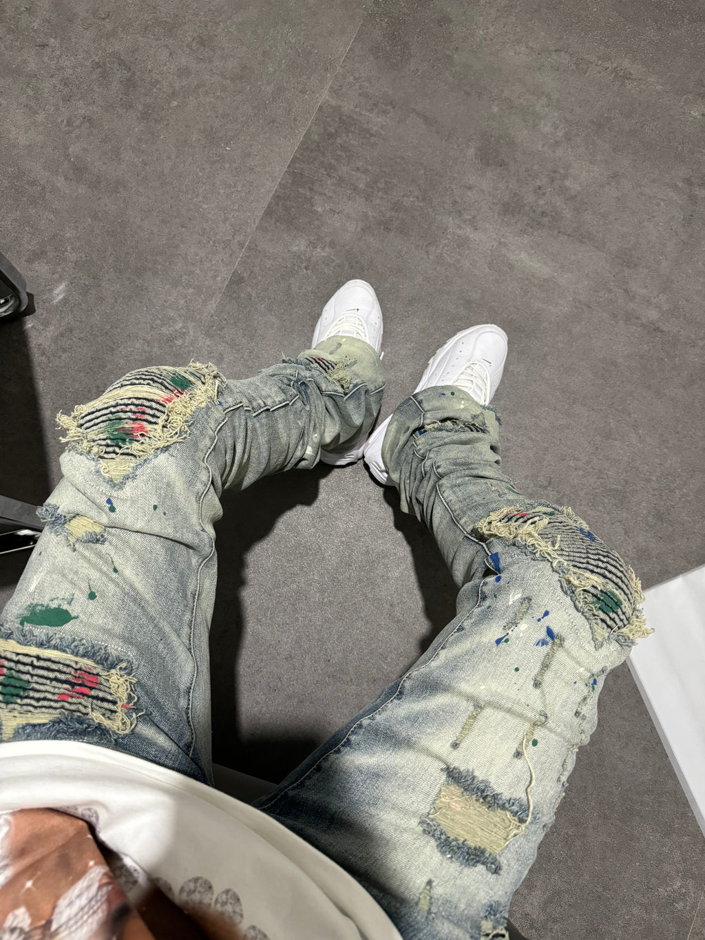 Stacked Grey Paint Denim