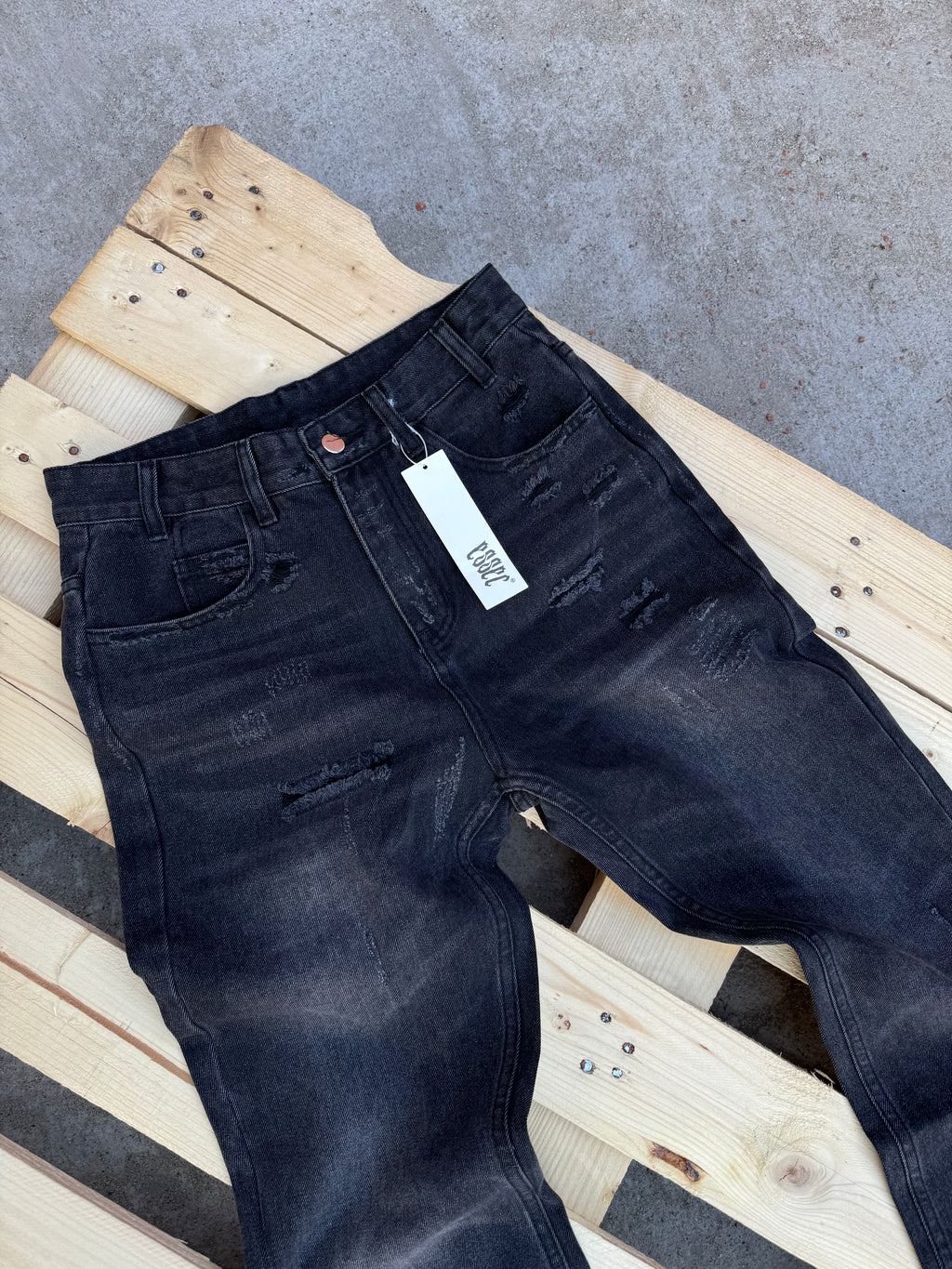 Essec Black Distressed Flared