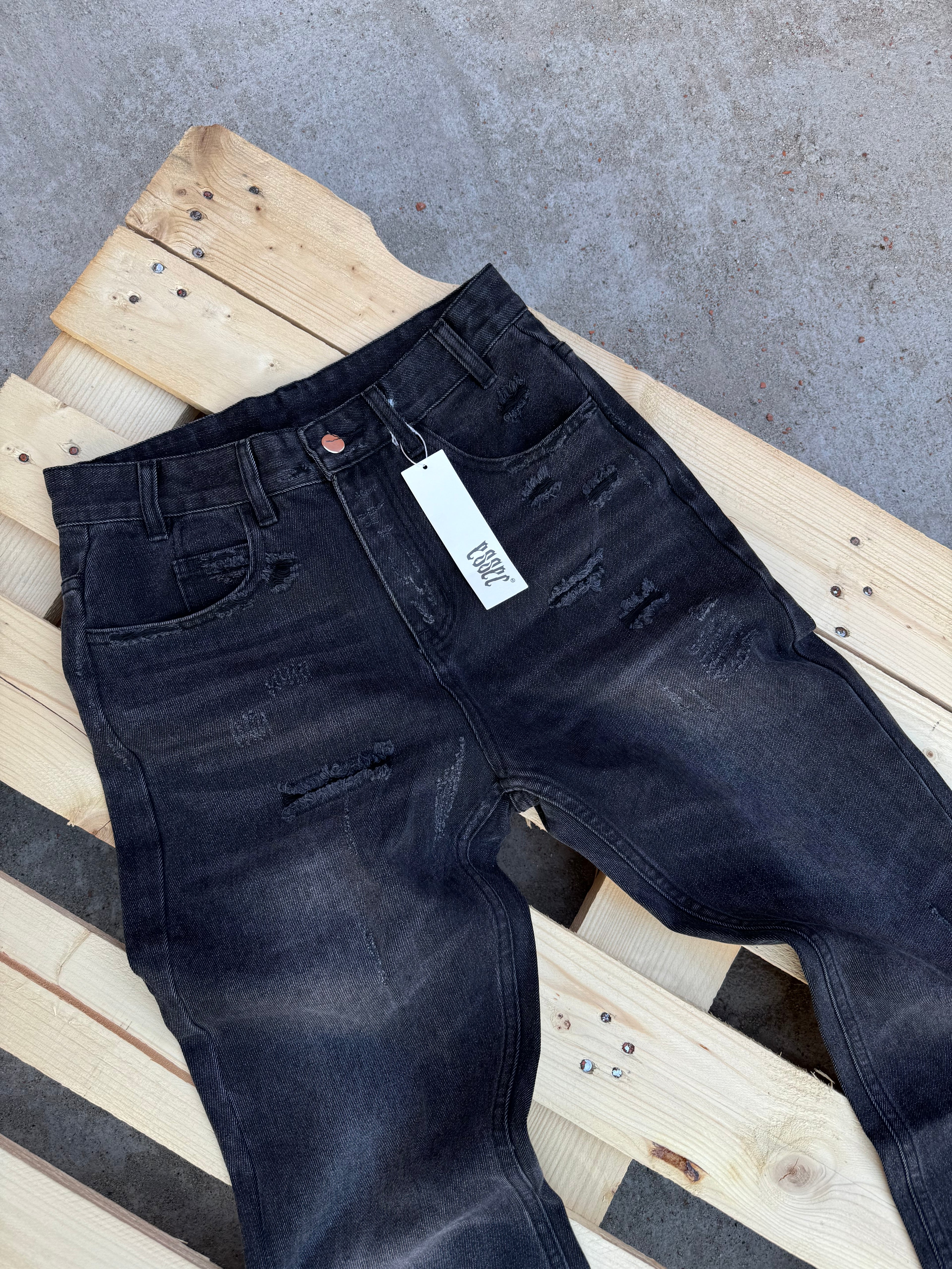 Essec Black Distressed Flared