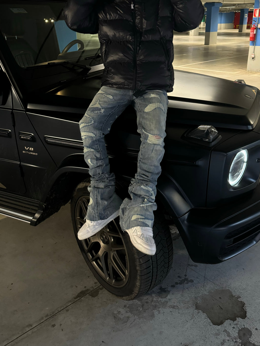 Stacked Blue Patch Denim