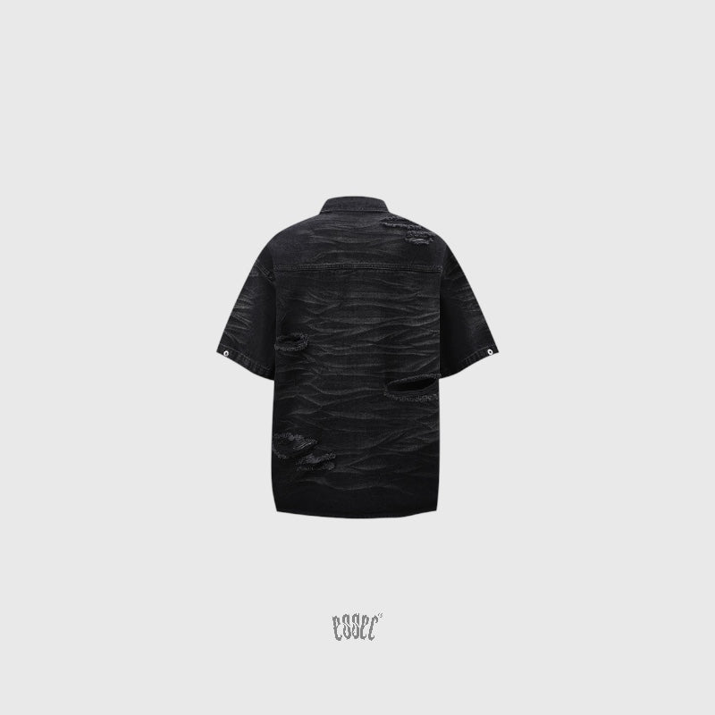 Denim Distressed Shirt Black