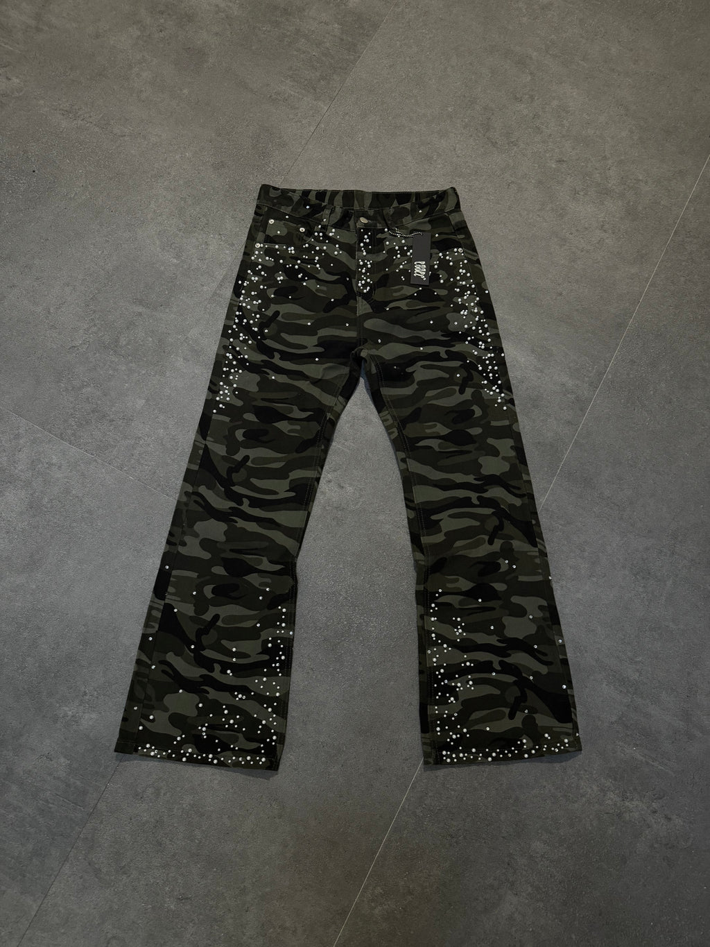Flared Pearl Camo Denim