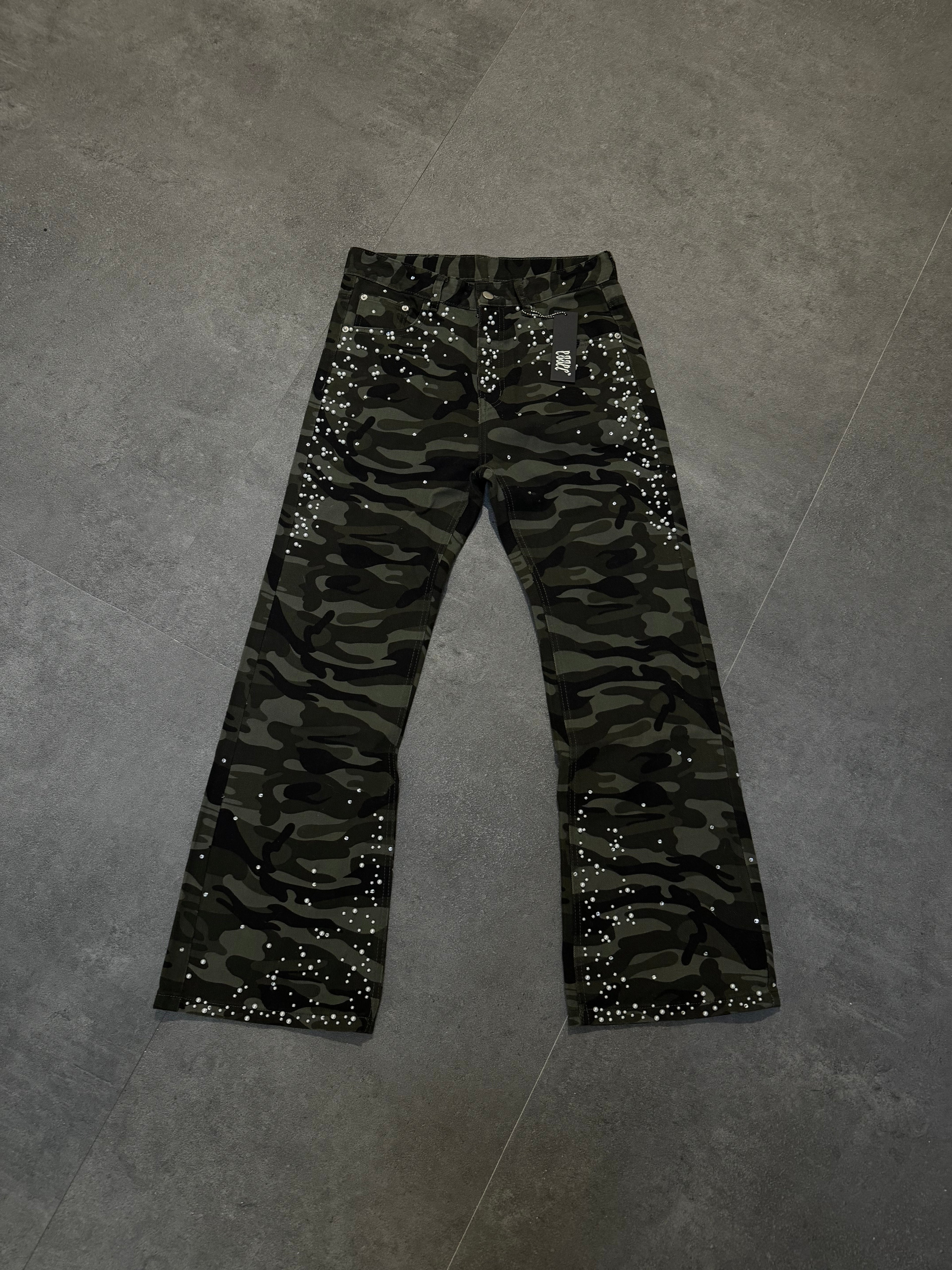 Flared Pearl Camo Denim