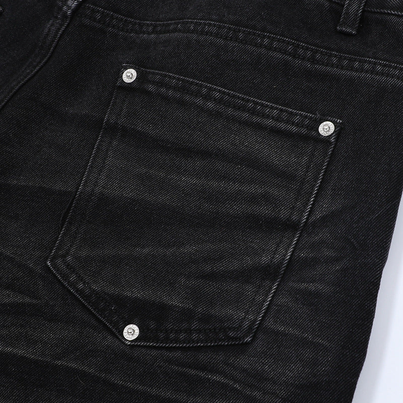 Denim Distressed Shorts Black
