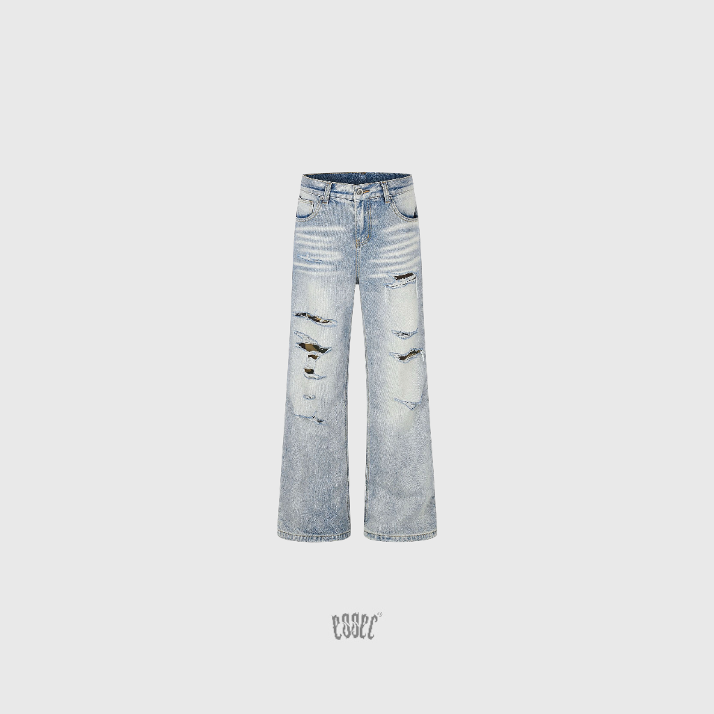 Flared Blue Camo Denim