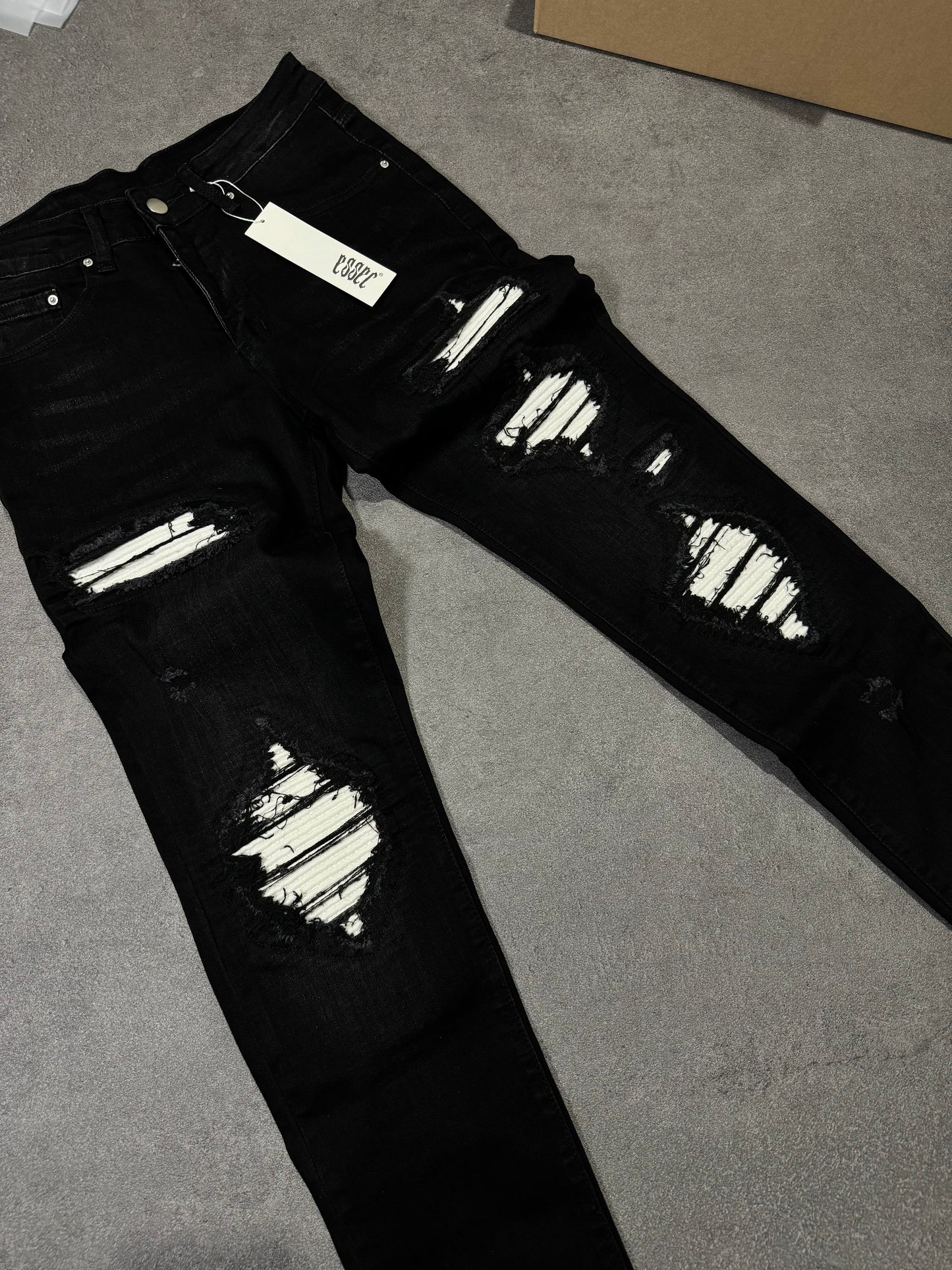 Full White Patch Black Denim